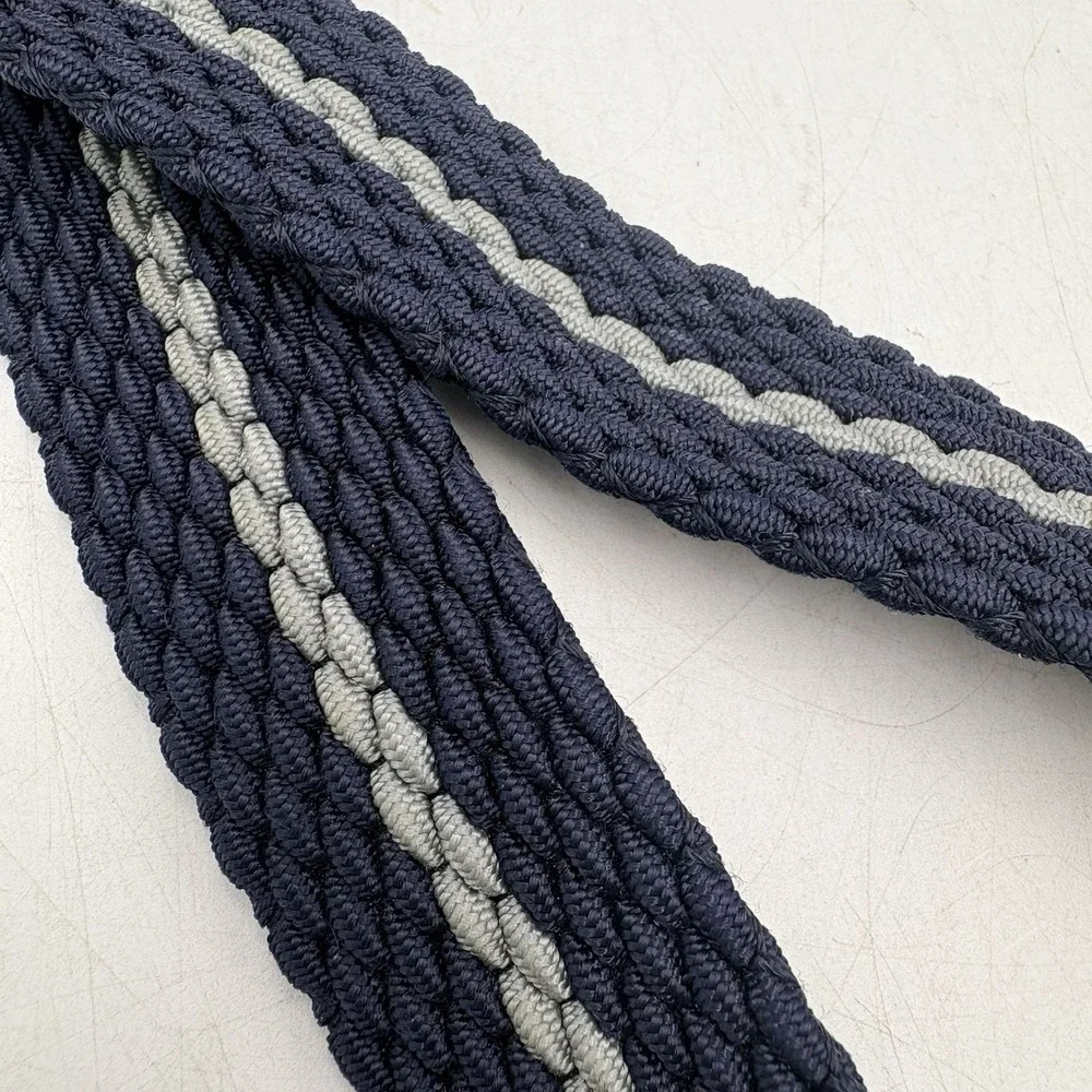 Vineyard Vines Stretch Braided Belt Size 32 Blue Gray Leather Casual Preppy